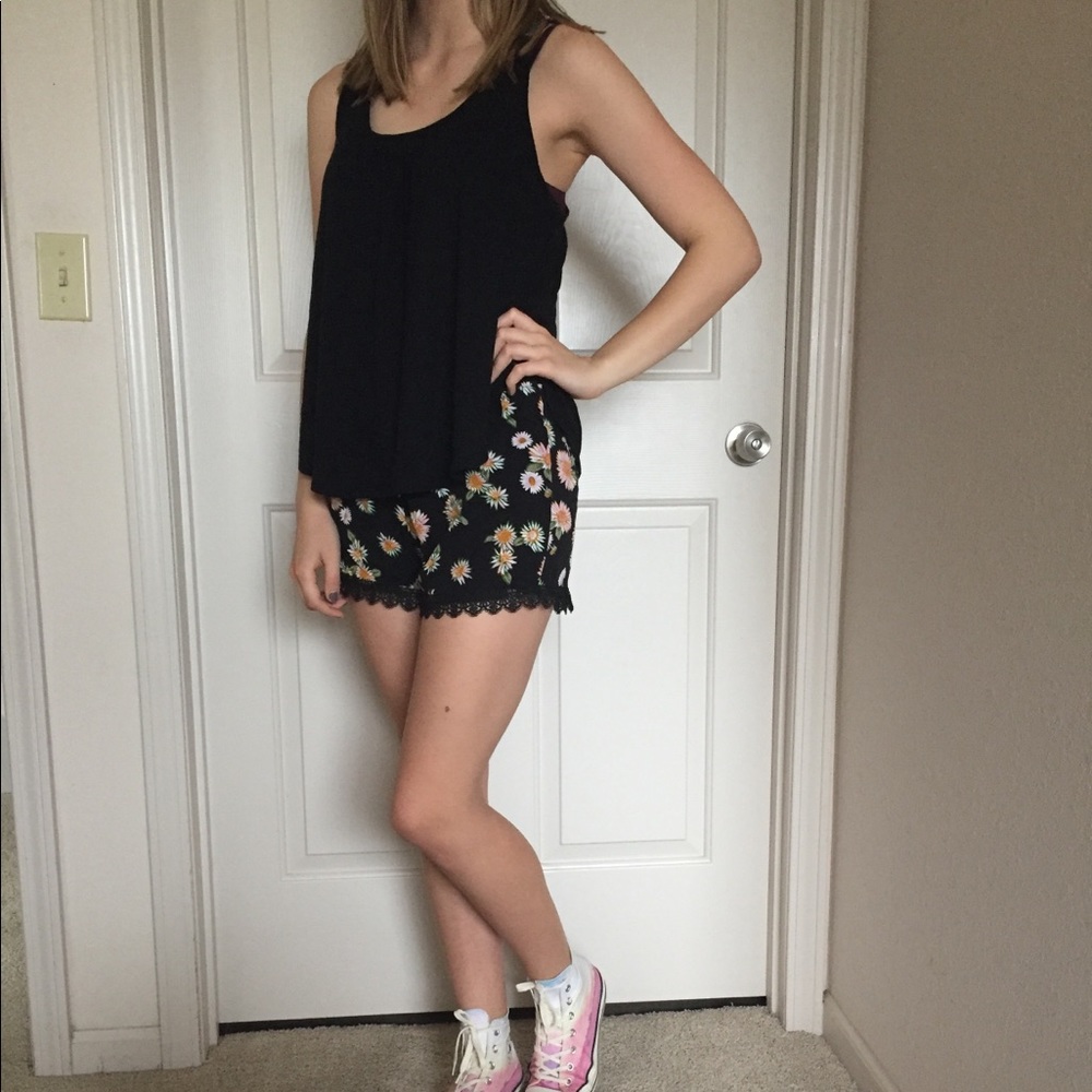 Floral/Black Tank Top